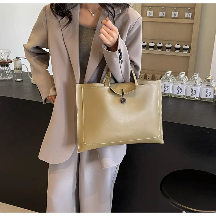 Meilade Women's 2-Piece Tan Leather Tote Bag Set — feature 26