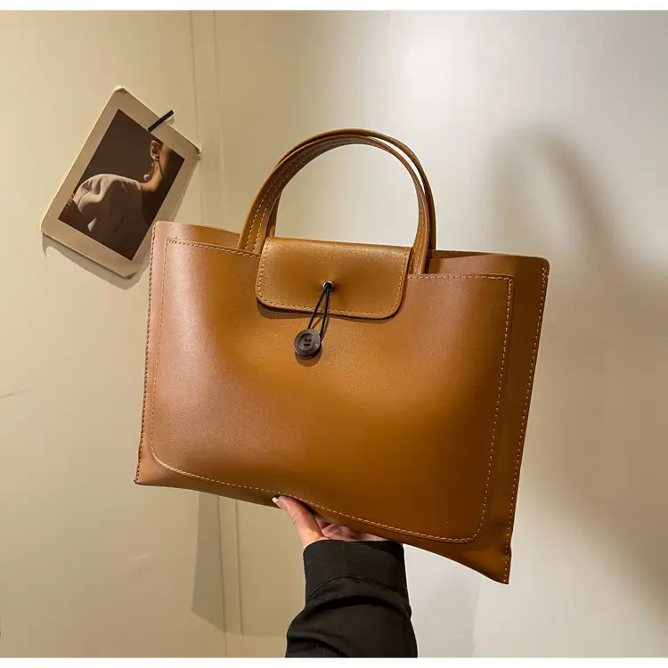 Meilade Women's 2-Piece Tan Leather Tote Bag Set — feature 35