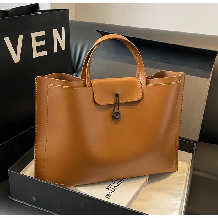 Meilade Women's 2-Piece Tan Leather Tote Bag Set — feature 36