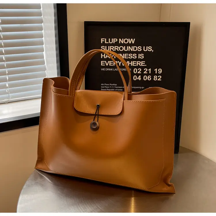 Meilade Women's 2-Piece Tan Leather Tote Bag Set — feature 37