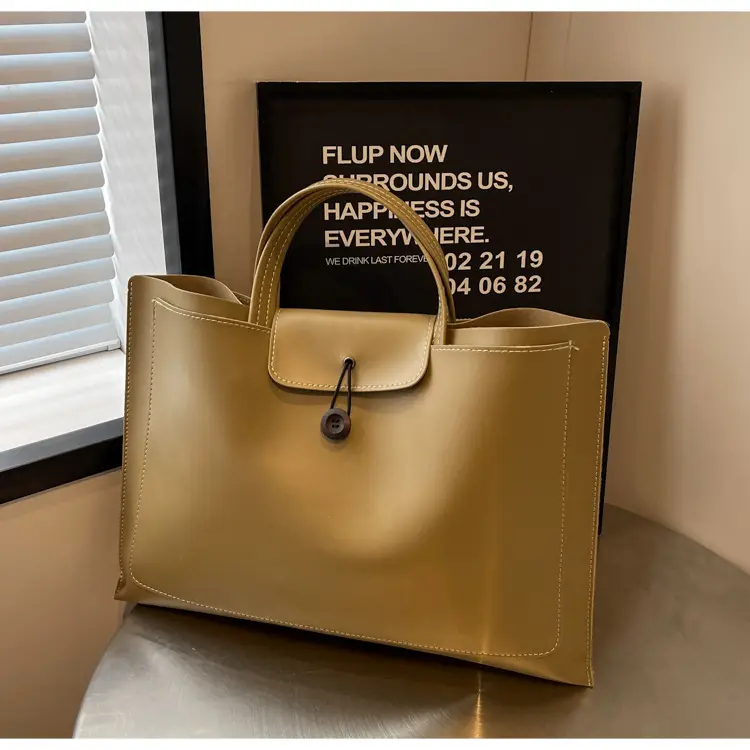 Meilade Women's 2-Piece Tan Leather Tote Bag Set — feature 38