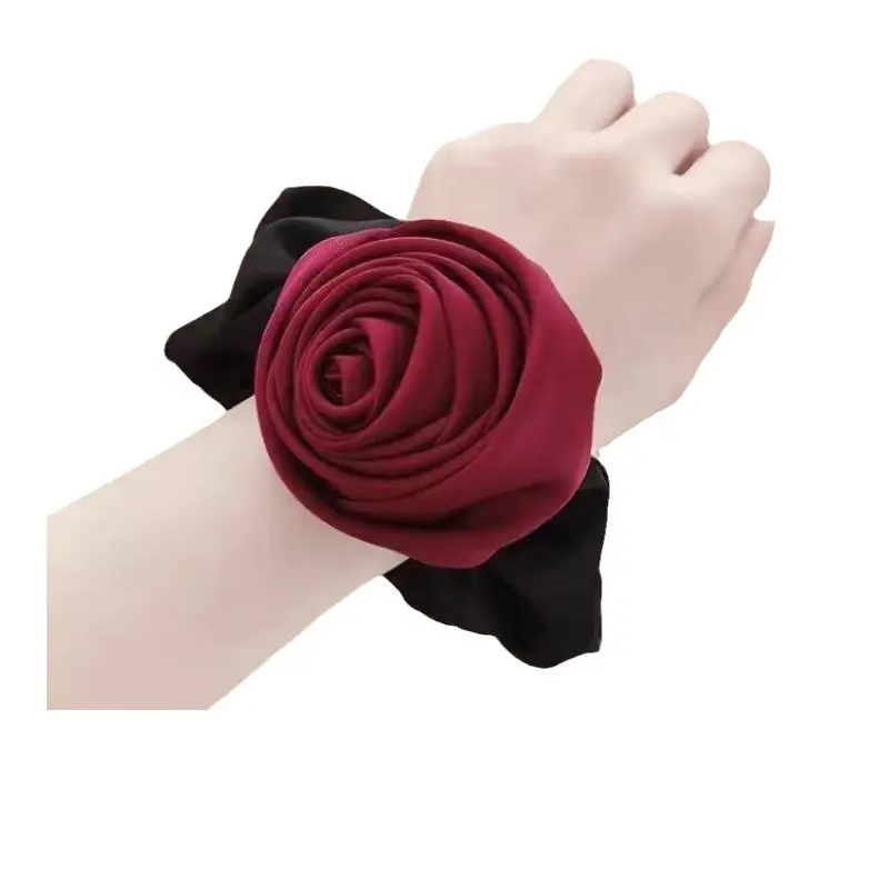 Rose Hair Band 2024 New Style Pig Large Intestine Tie Ball Head Updo Hair Flower High-Grade Sense Niche Flower Head Rope - Image 7