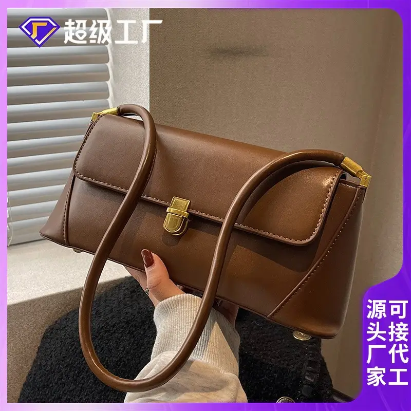 Women French Stick Bag Brown Leather Large Capacity 2022 - Image 5