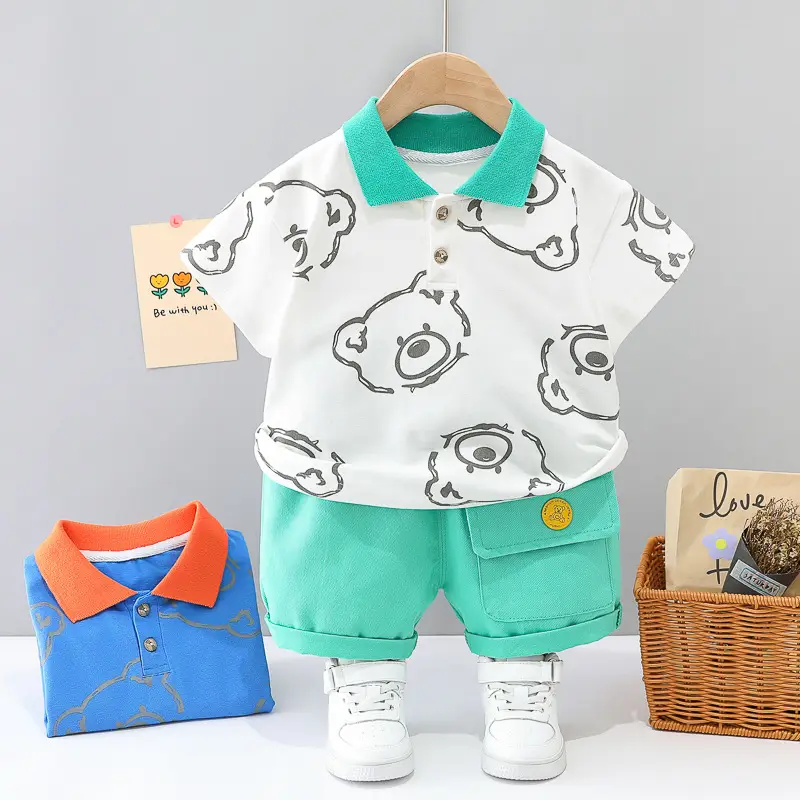 Blue Printed Boys 2Pc Summer T-Shirt Shorts Set — feature 5
