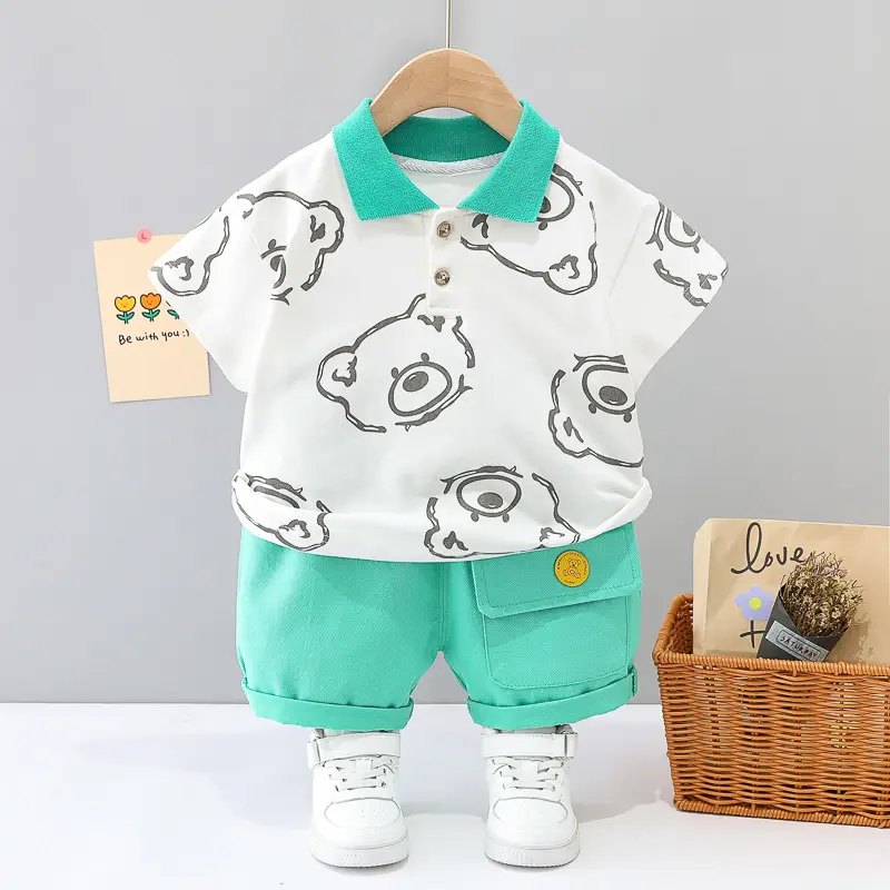 Blue Printed Boys 2Pc Summer T-Shirt Shorts Set — feature 7