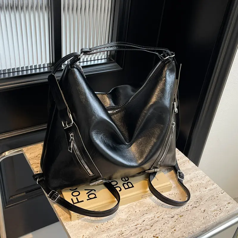 Black Large Capacity Shoulder Bag for Women 2024