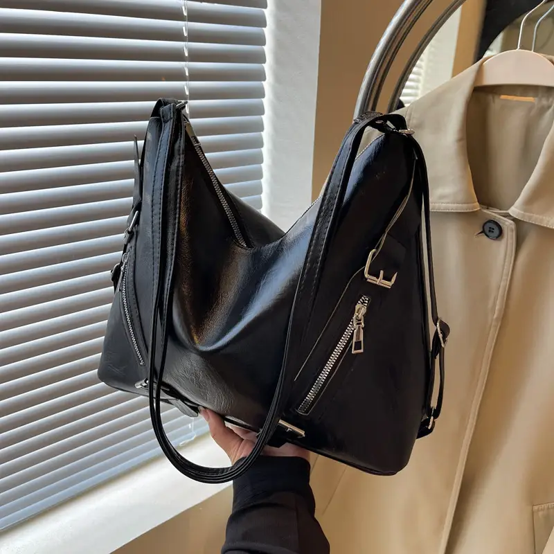 Black Large Capacity Shoulder Bag for Women 2024