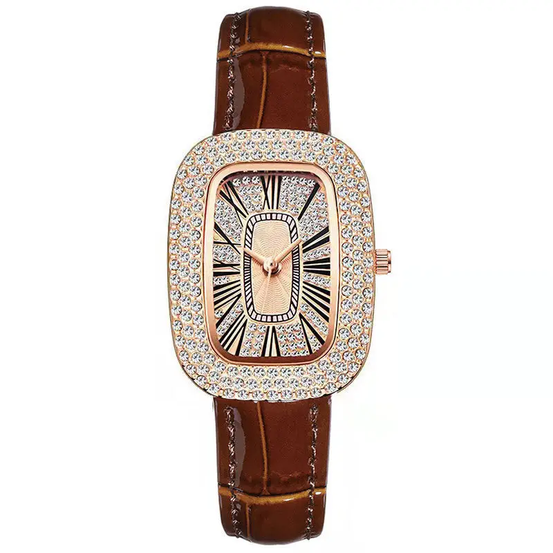 Women's Green Crocodile Leather Watch with Diamond Face - Image 7