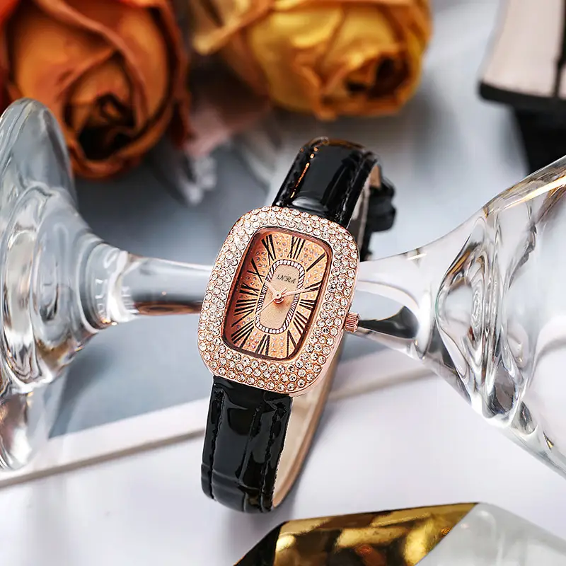 Women's Green Crocodile Leather Watch with Diamond Face — feature 5