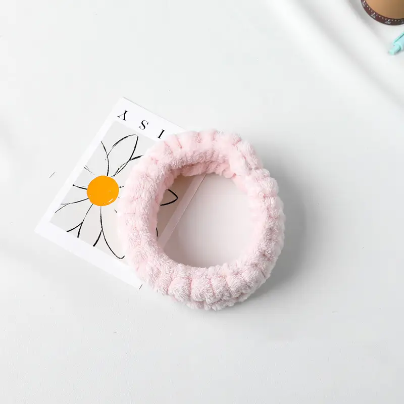 Pink Flannel Hair Bands for Face Washing & Wrist Use — feature 12