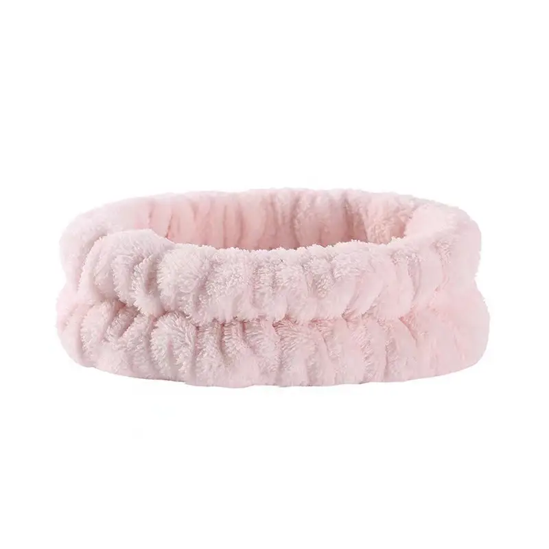 Pink Flannel Hair Bands for Face Washing & Wrist Use