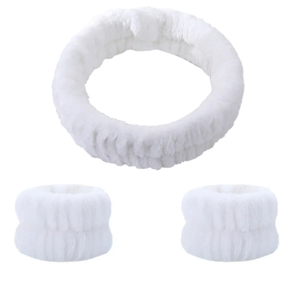 Pink Flannel Hair Bands for Face Washing & Wrist Use