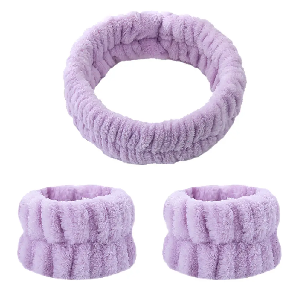 Pink Flannel Hair Bands for Face Washing & Wrist Use