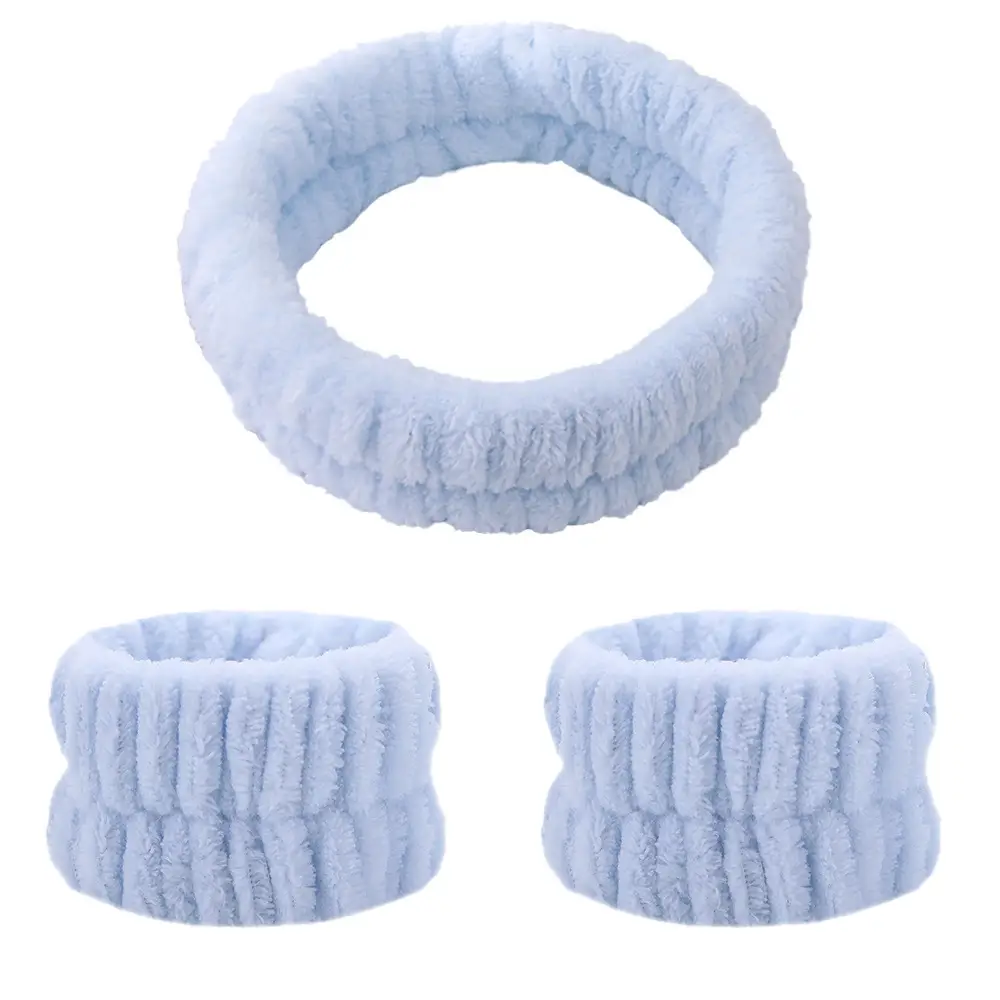 Pink Flannel Hair Bands for Face Washing & Wrist Use