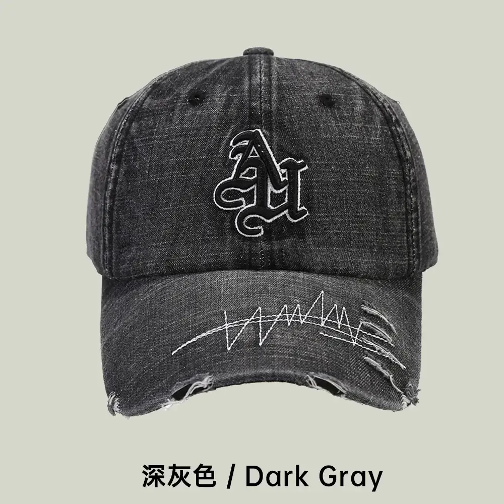 Women Retro Distressed Baseball Caps with Letter Embroidery