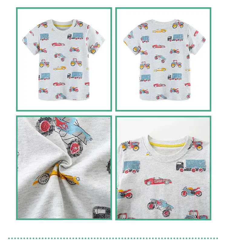 2026 Boys Cartoon Print T-Shirt Grey Round Neck Short Sleeve — feature 23