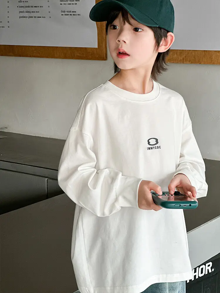Boys White Long Sleeve T-Shirt Spring Autumn 2024 - Image 5