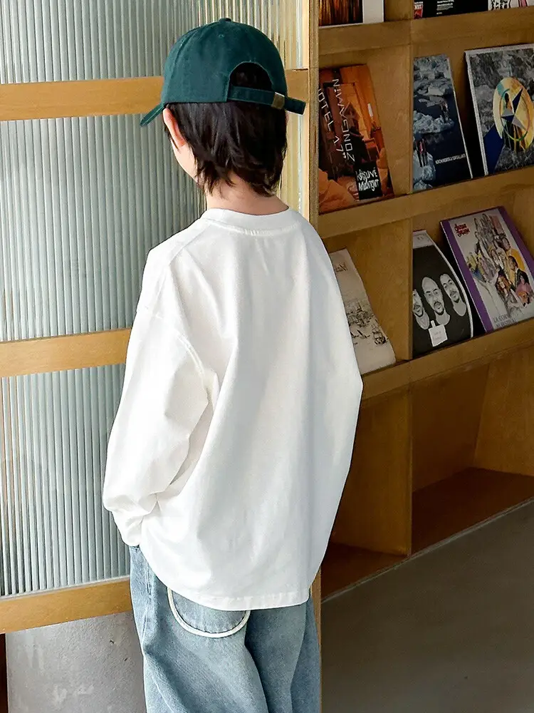 Boys White Long Sleeve T-Shirt Spring Autumn 2024 - Image 6