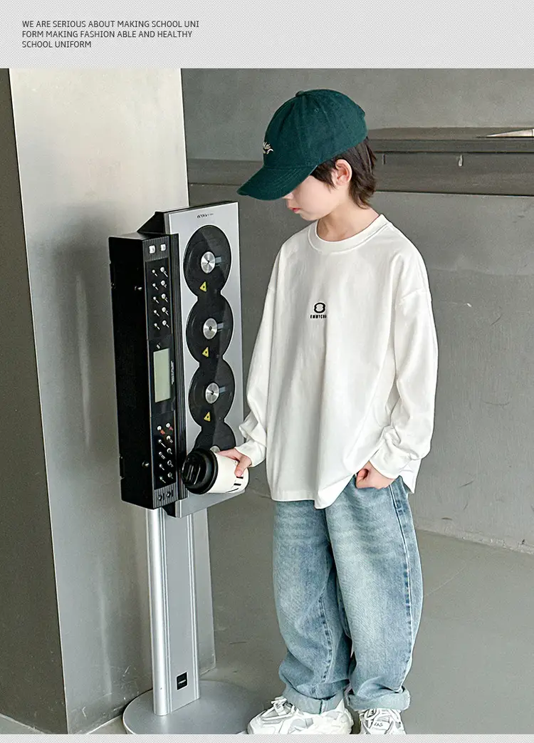 Boys White Long Sleeve T-Shirt Spring Autumn 2024 — feature 10