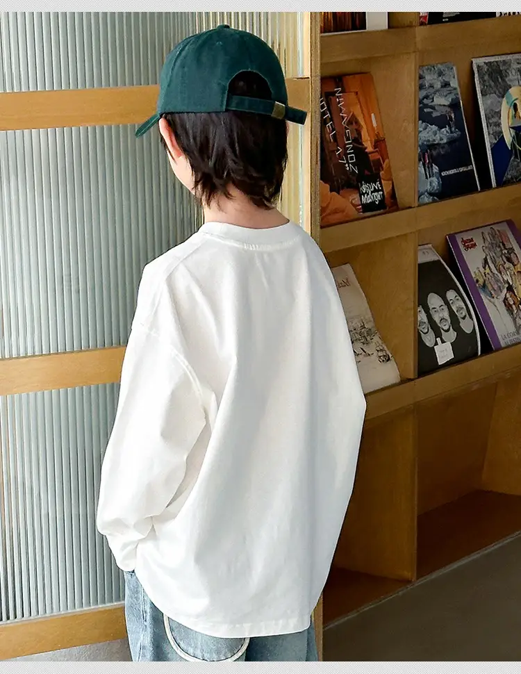 Boys White Long Sleeve T-Shirt Spring Autumn 2024 — feature 11