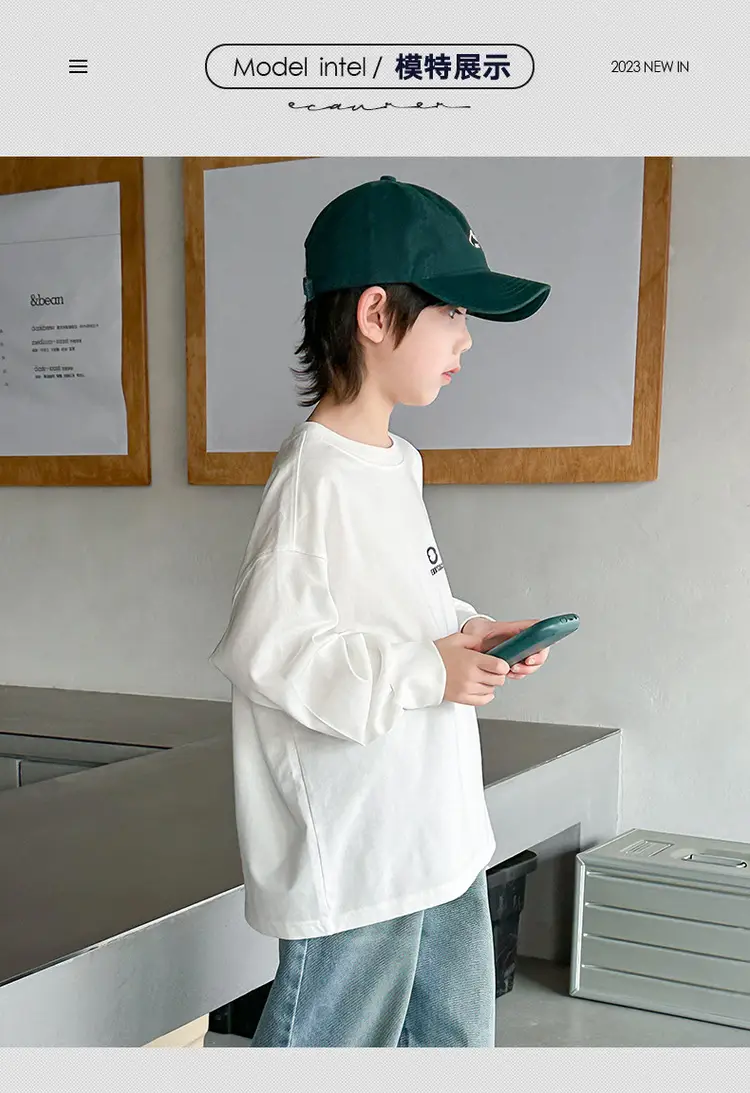 Boys White Long Sleeve T-Shirt Spring Autumn 2024 — feature 8