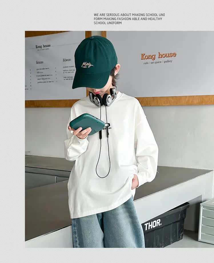 Boys White Long Sleeve T-Shirt Spring Autumn 2024 — feature 9