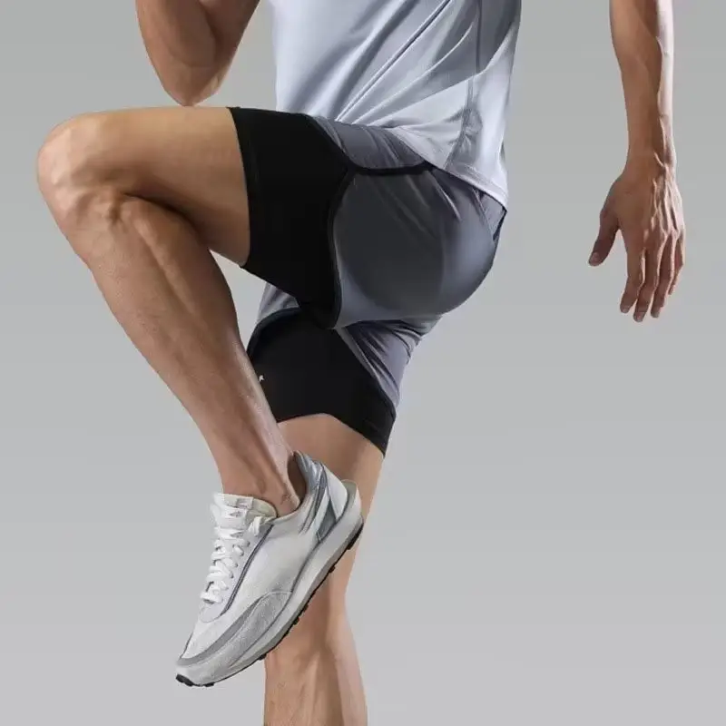Men's American Style Fake Knee Support Running Shorts — feature 14