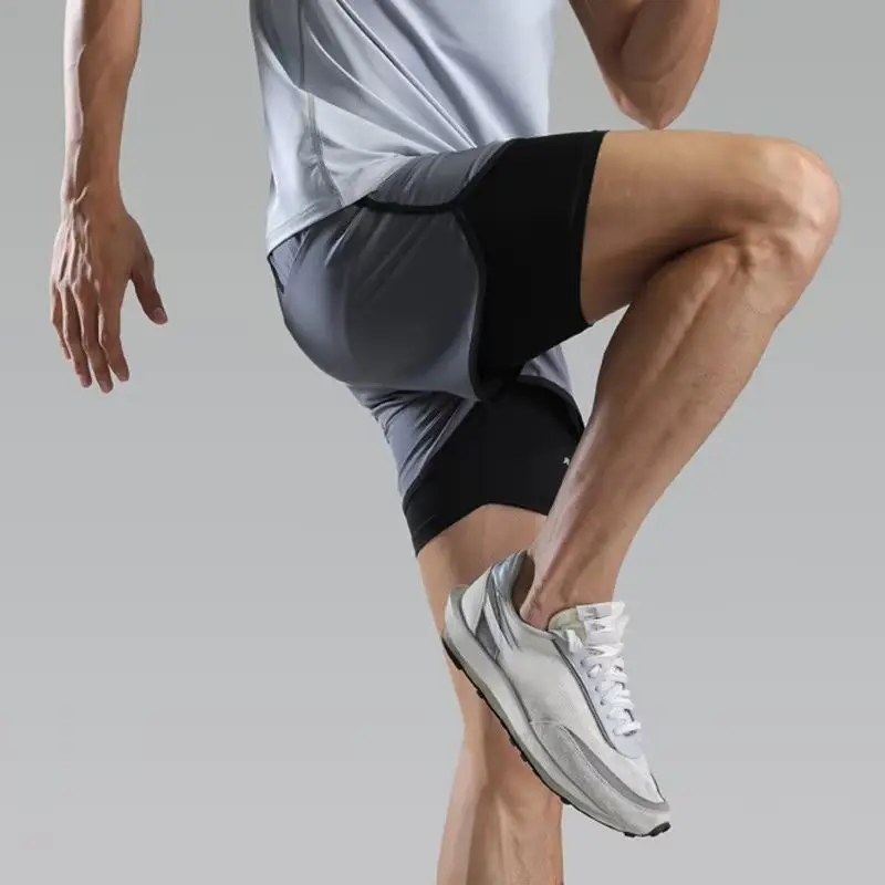Men's American Style Fake Knee Support Running Shorts — feature 4
