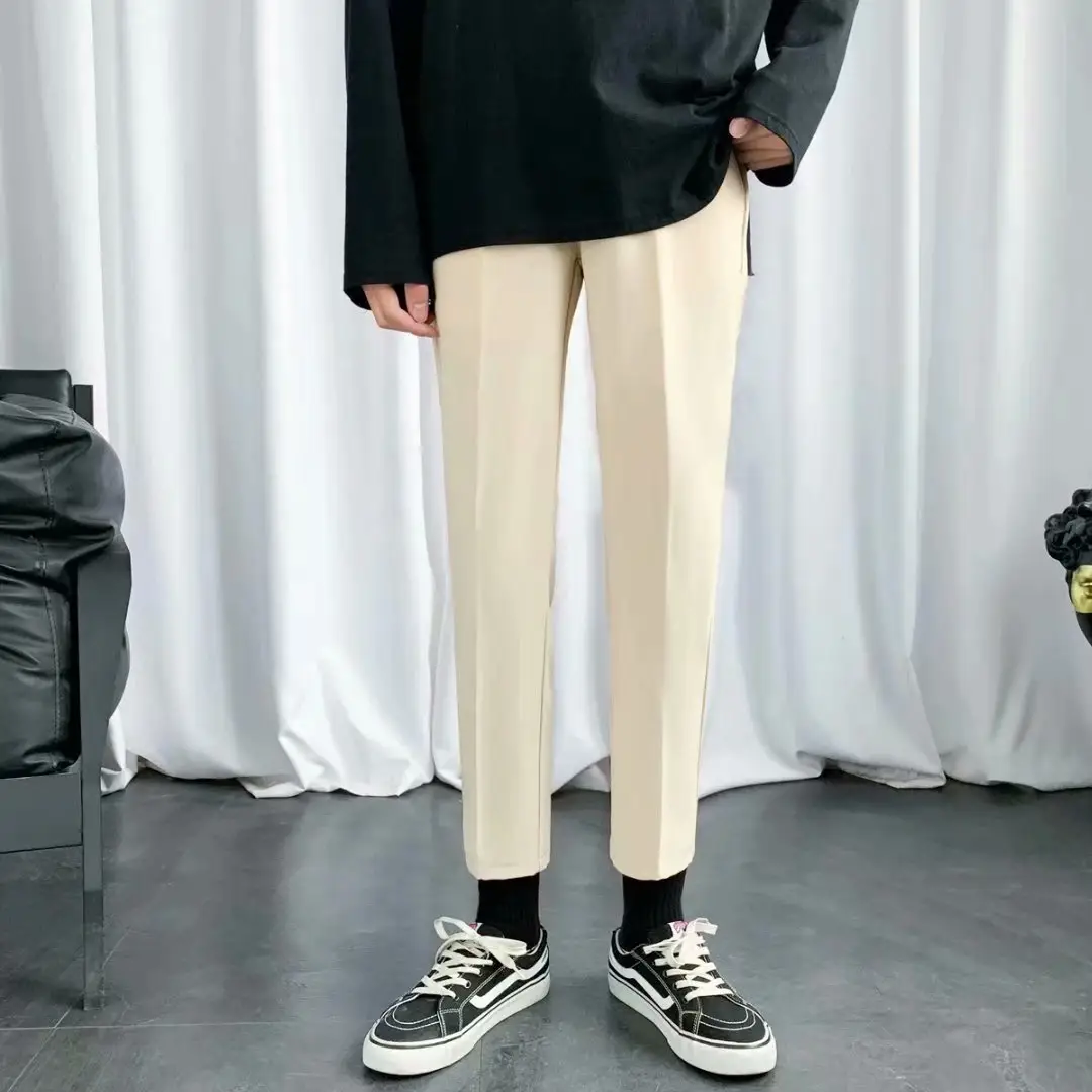 Men's Grey Slim Fit Skinny Straight Pants - Image 8