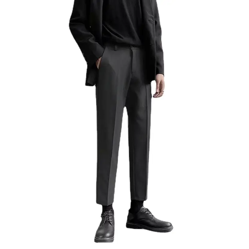 Men's Grey Slim Fit Skinny Straight Pants - Image 9