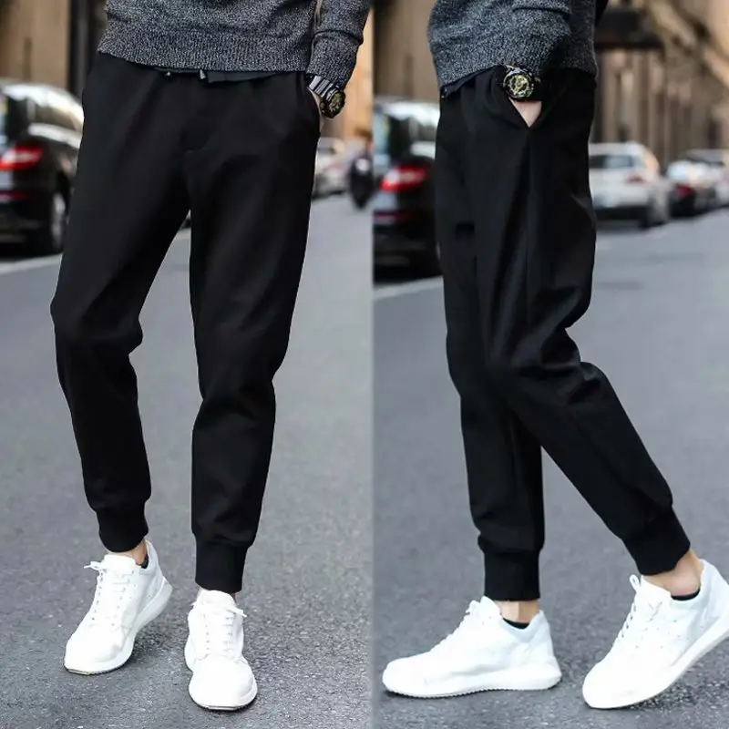 Men's Grey Slim Fit Skinny Straight Pants - Image 4
