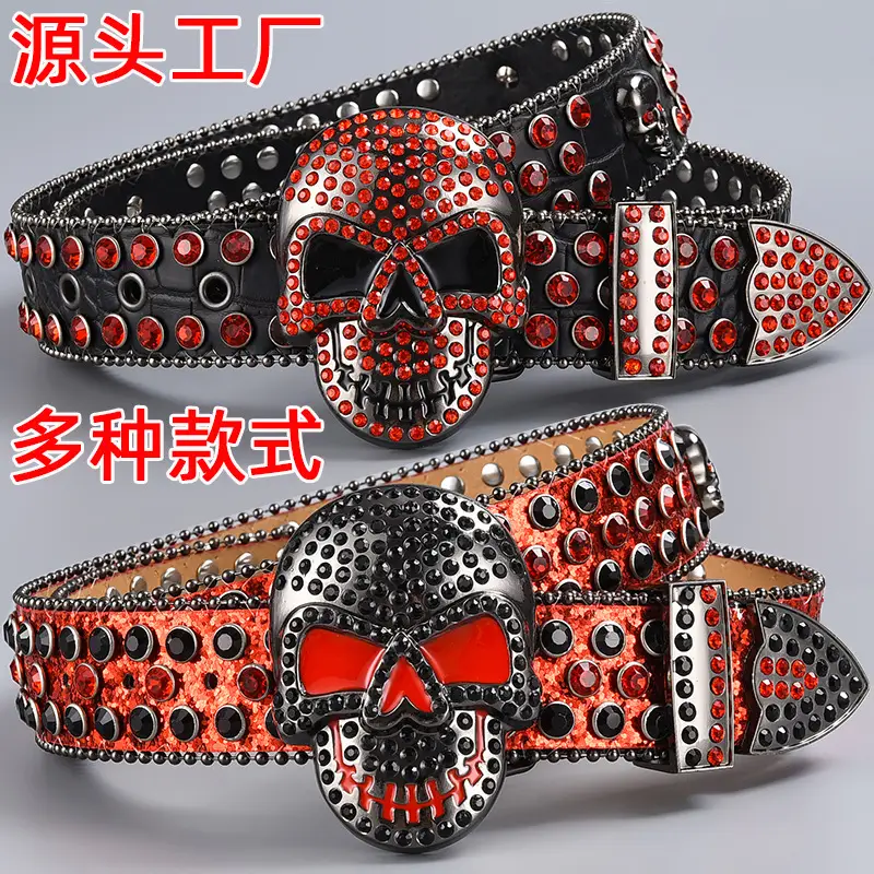 2024 New Belt Big Skull Belt with Diamond Buckle - Image 27