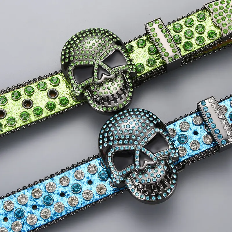2024 New Belt Big Skull Belt with Diamond Buckle — feature 1