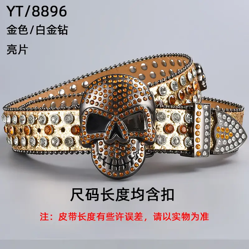 2024 New Belt Big Skull Belt with Diamond Buckle - Image 9