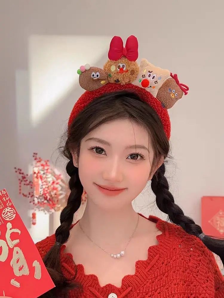 Plush Cartoon Doll Headband with Bow and Hats — feature 3