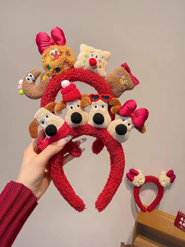 Plush Cartoon Doll Headband with Bow and Hats — feature 4