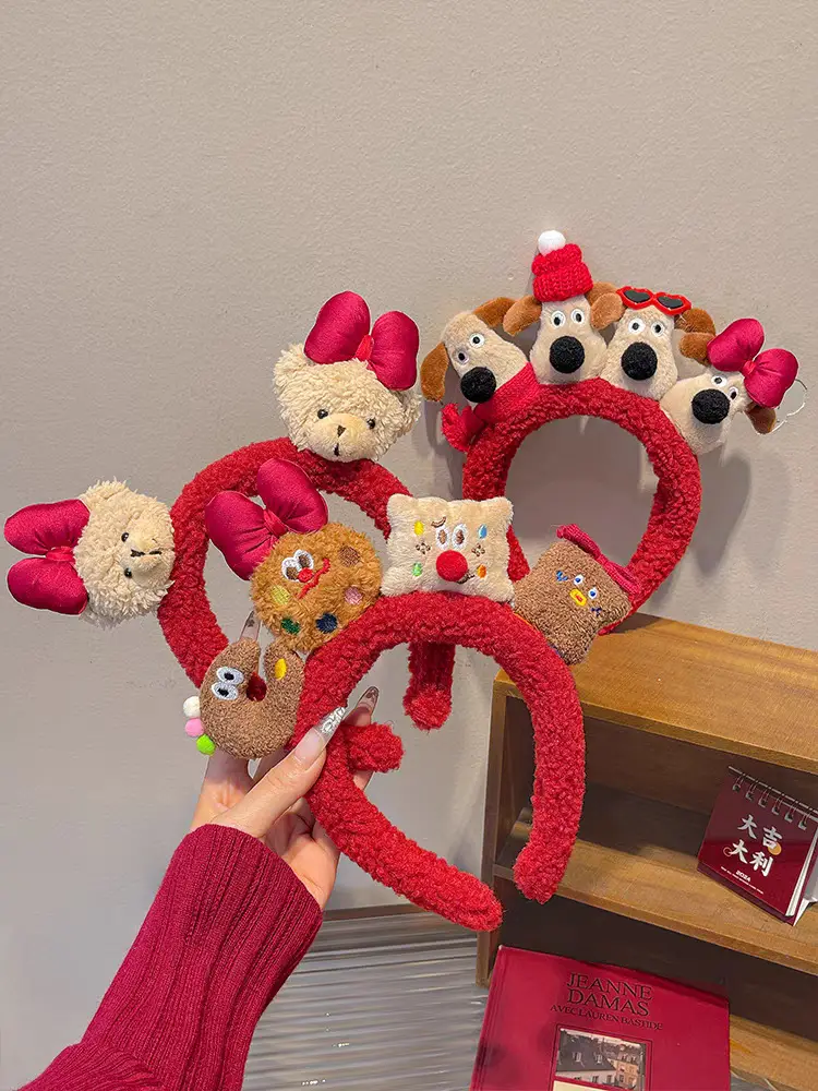 Plush Cartoon Doll Headband with Bow and Hats — feature 5