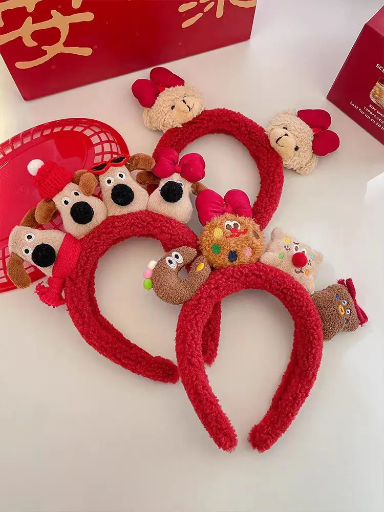Plush Cartoon Doll Headband with Bow and Hats — feature 6