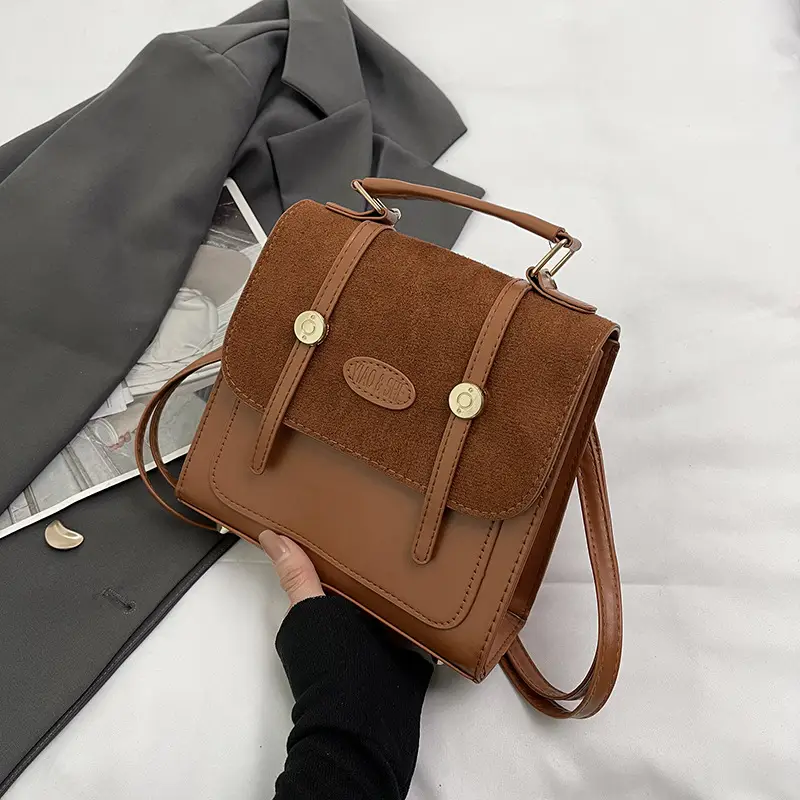 Women Retro Frosted Patchwork Shoulder Bag 2024 - Image 4