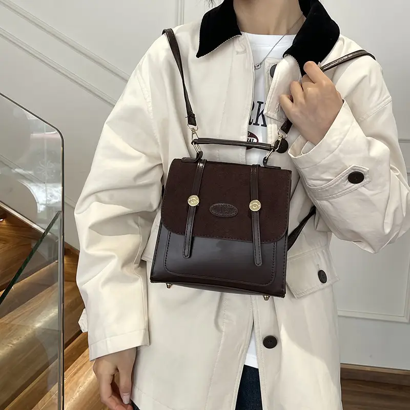 Women Retro Frosted Patchwork Shoulder Bag 2024 - Image 5
