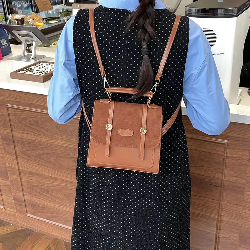 Women Retro Frosted Patchwork Shoulder Bag 2024 - Image 6