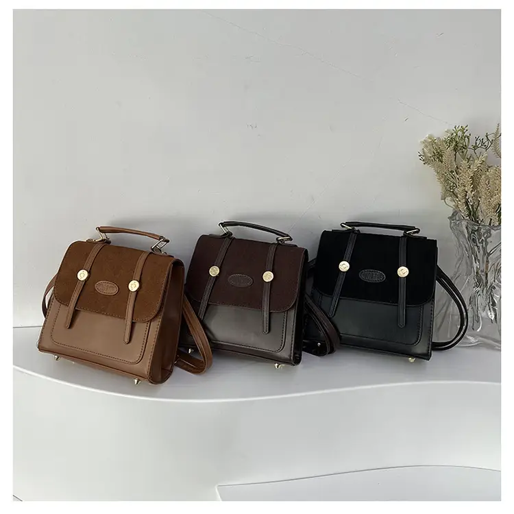 Women Retro Frosted Patchwork Shoulder Bag 2024 - Image 7