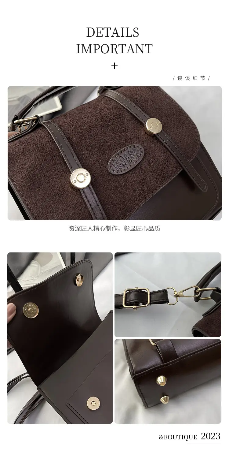Women Retro Frosted Patchwork Shoulder Bag 2024 — feature 5