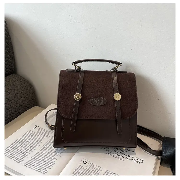 Women Retro Frosted Patchwork Shoulder Bag 2024 - Image 3