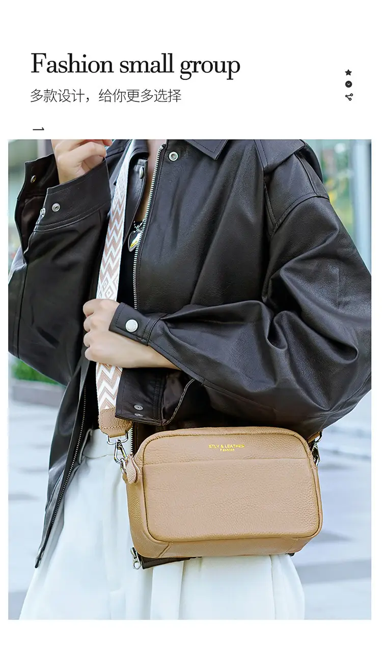 Women's Crossbody Bag Black Chevron Print Cowhide — feature 11