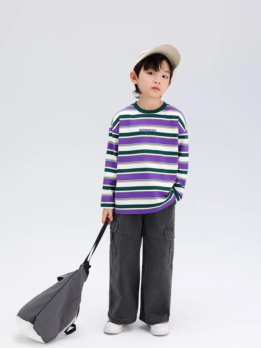 Boys Striped Long Sleeve T-Shirt T-Shirt 2024 Spring - Image 3