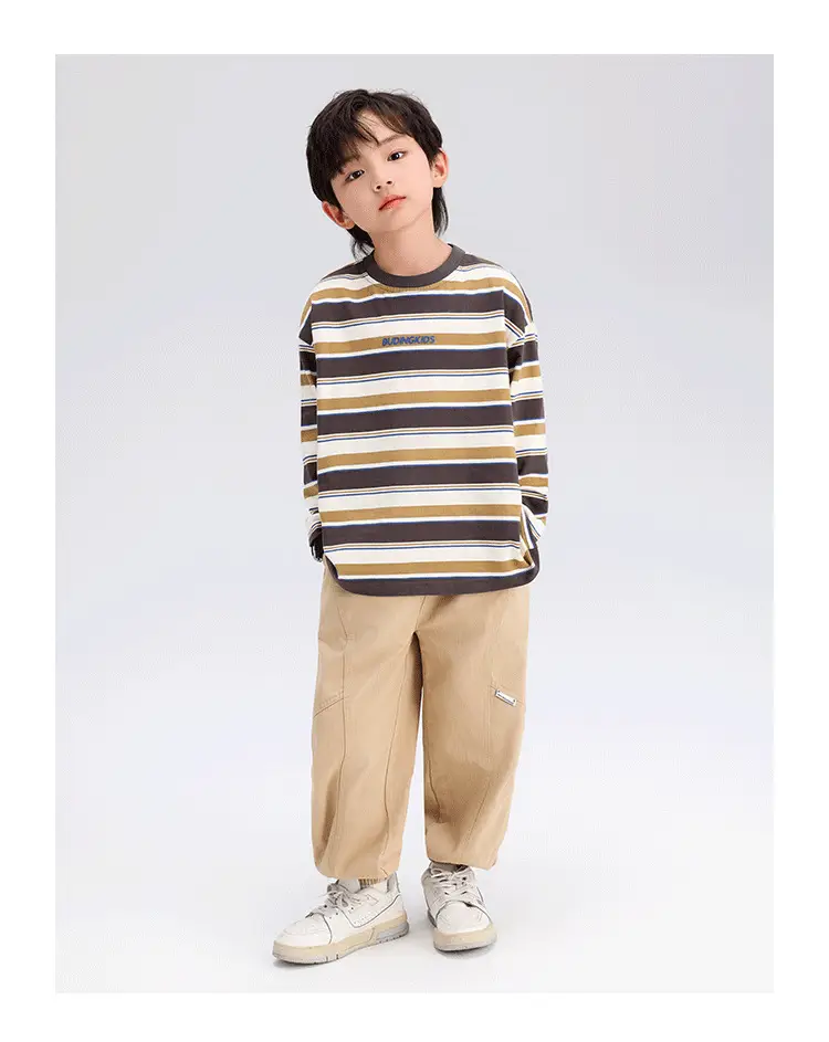 Boys Striped Long Sleeve T-Shirt T-Shirt 2024 Spring — feature 10