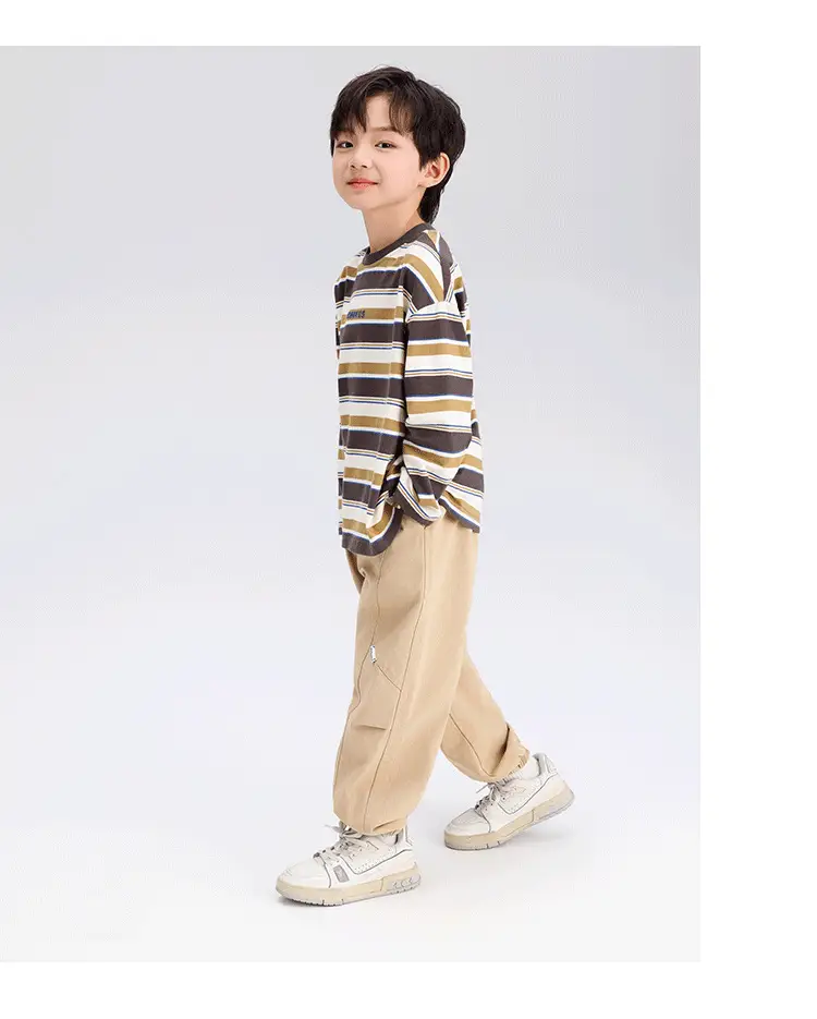 Boys Striped Long Sleeve T-Shirt T-Shirt 2024 Spring — feature 13