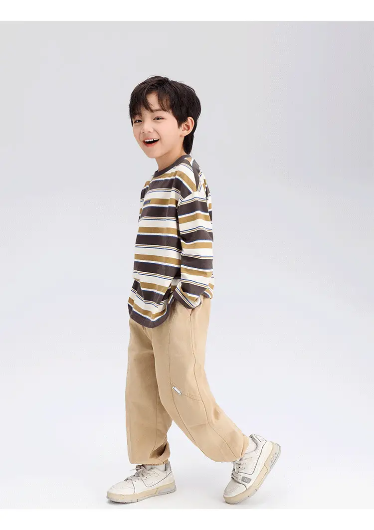 Boys Striped Long Sleeve T-Shirt T-Shirt 2024 Spring — feature 16