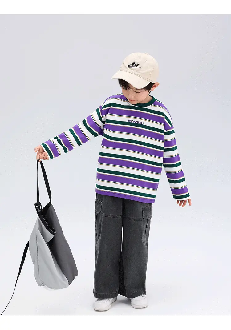 Boys Striped Long Sleeve T-Shirt T-Shirt 2024 Spring — feature 19
